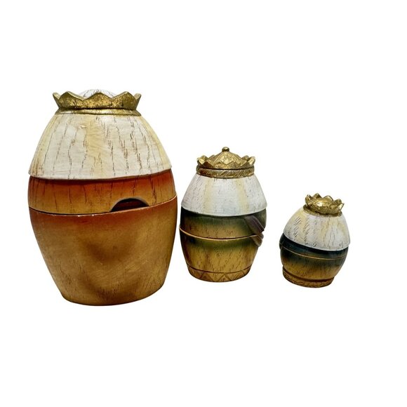 Nativity Scene Nesting Dolls Roman Inc Resin Three 3 Wisemen Vintage - Picture 5 of 10